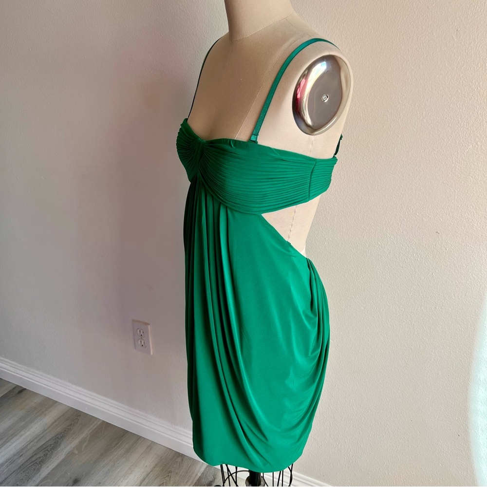 BCBGMaxazria Medium Emerald Green Open Back Mini Dress Strapless Straps - Picture 3 of 16